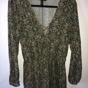 Green long sleeve romper